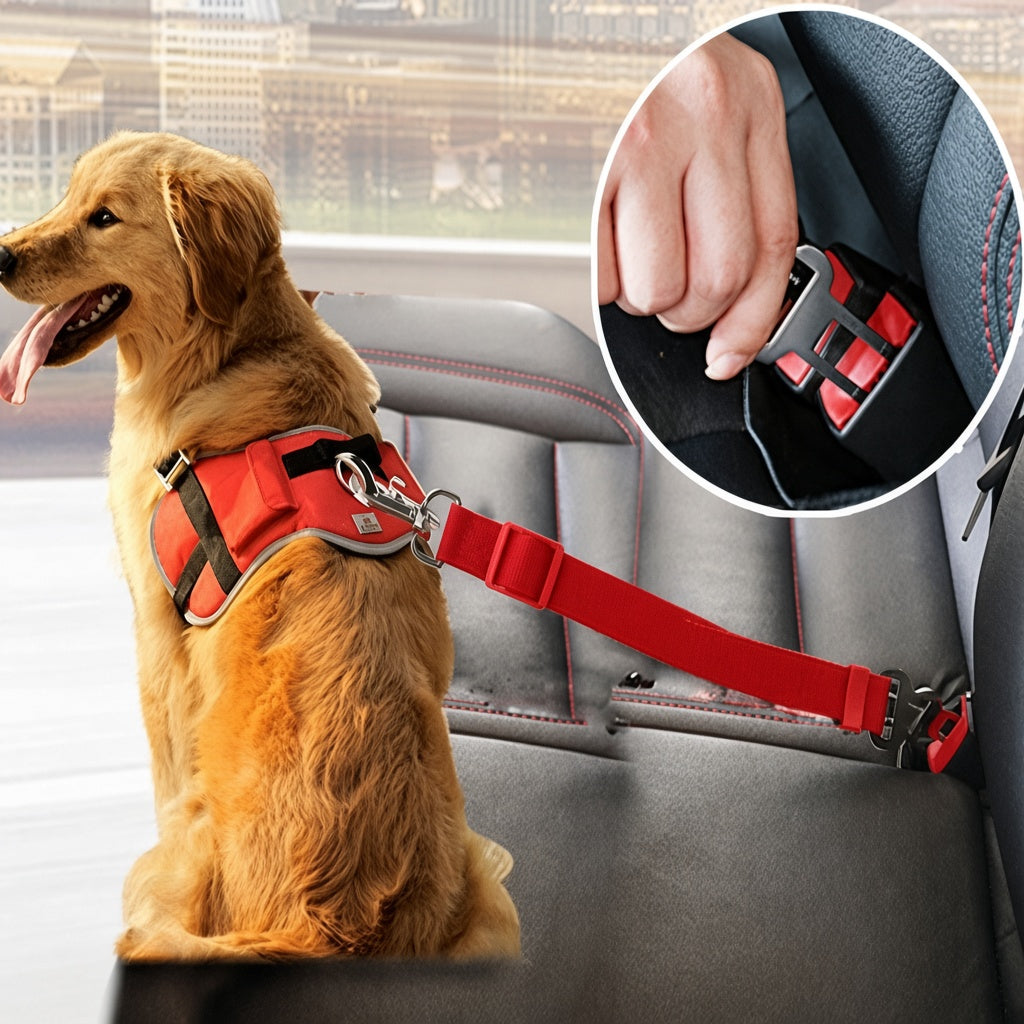 Adjustable Dog Car Seat Belt — Safety Harness Restraint